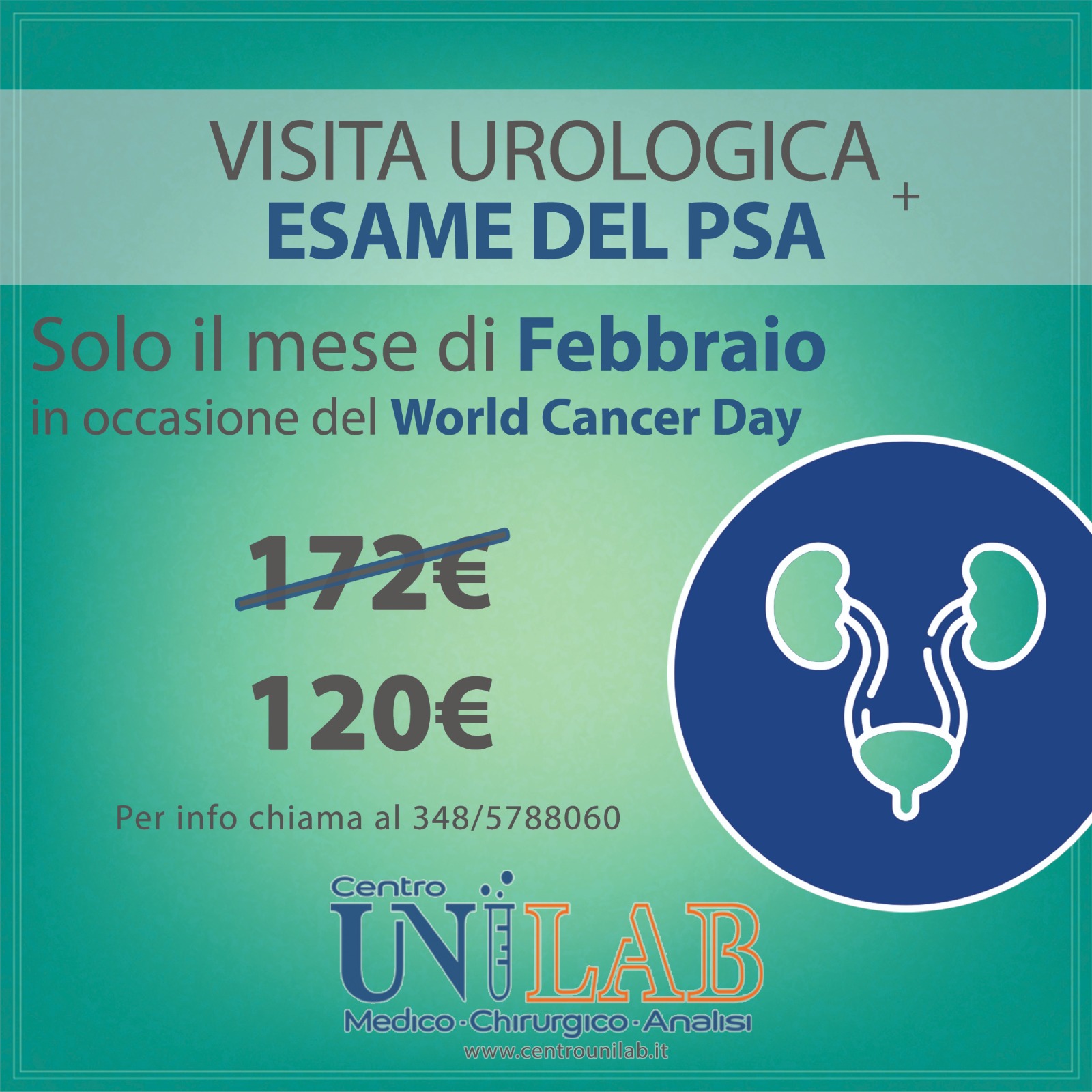 21 Febbraio | Visita Urologica + PSA Totale in PROMOZIONE